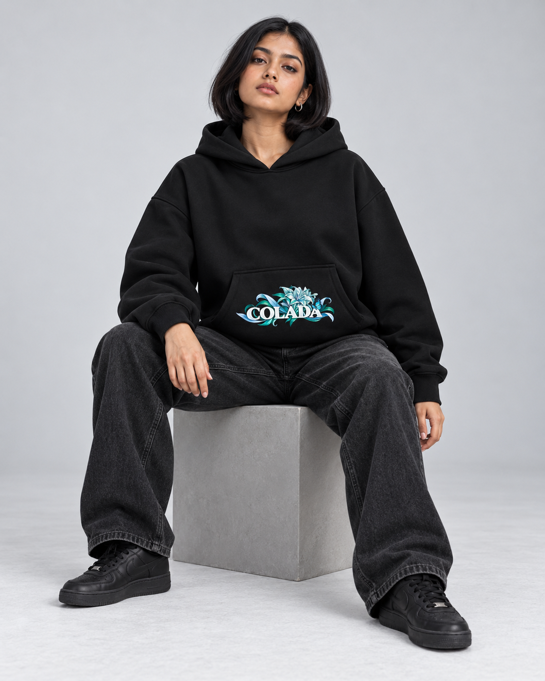 Floral Black Hoodie