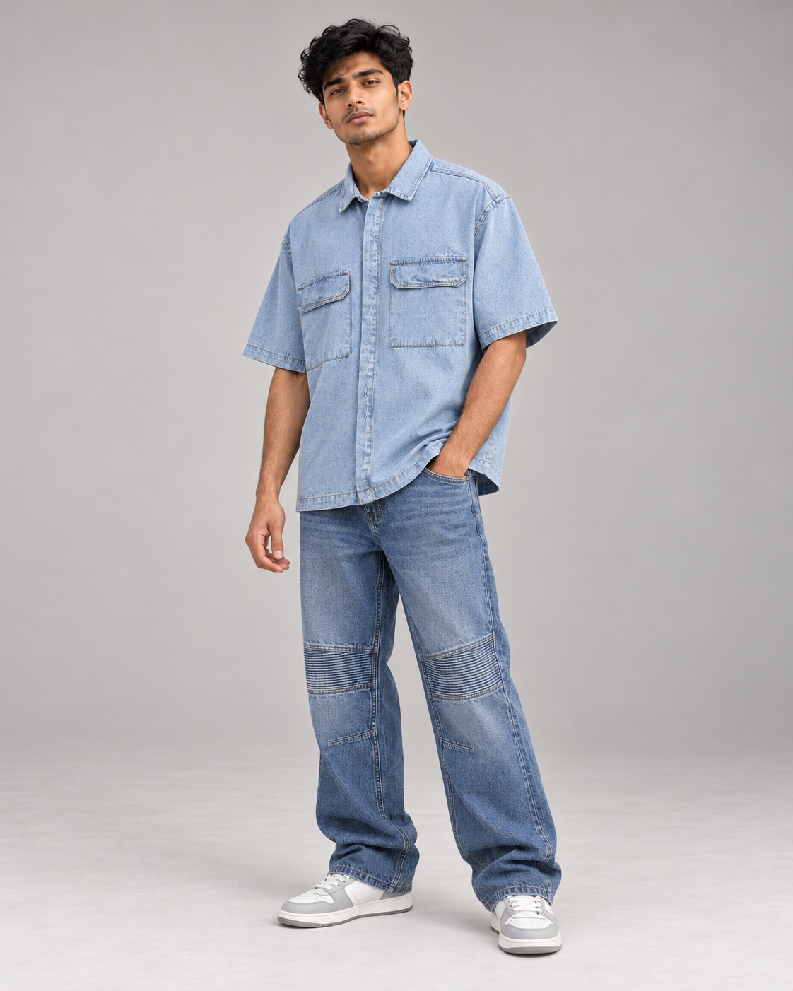 Light Blue Denim Boxy Fit Shirt