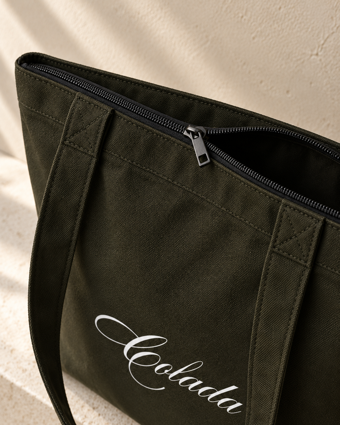 Black Zipper Tote Bag