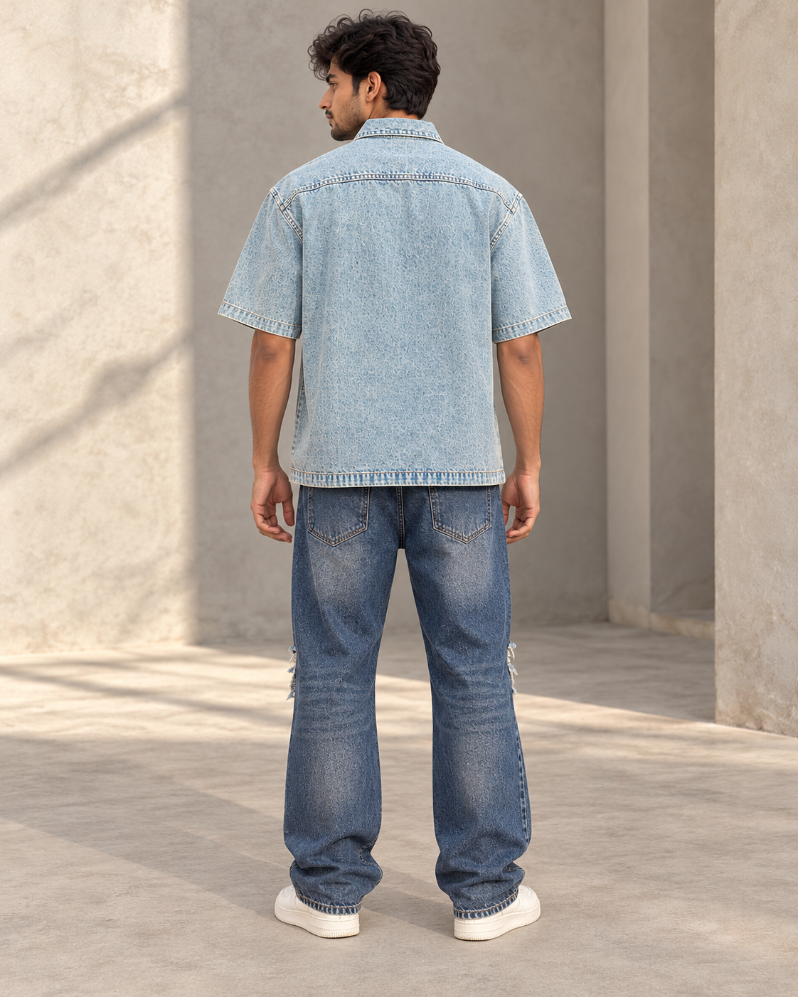 Blue Vintage Style Denim Boxy Shirt