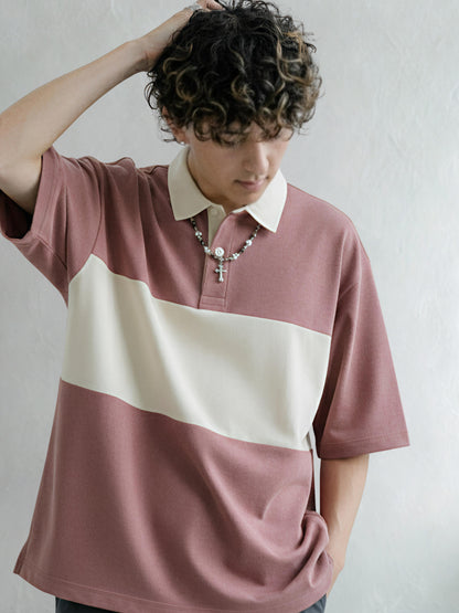 Sky pink white oversized polo