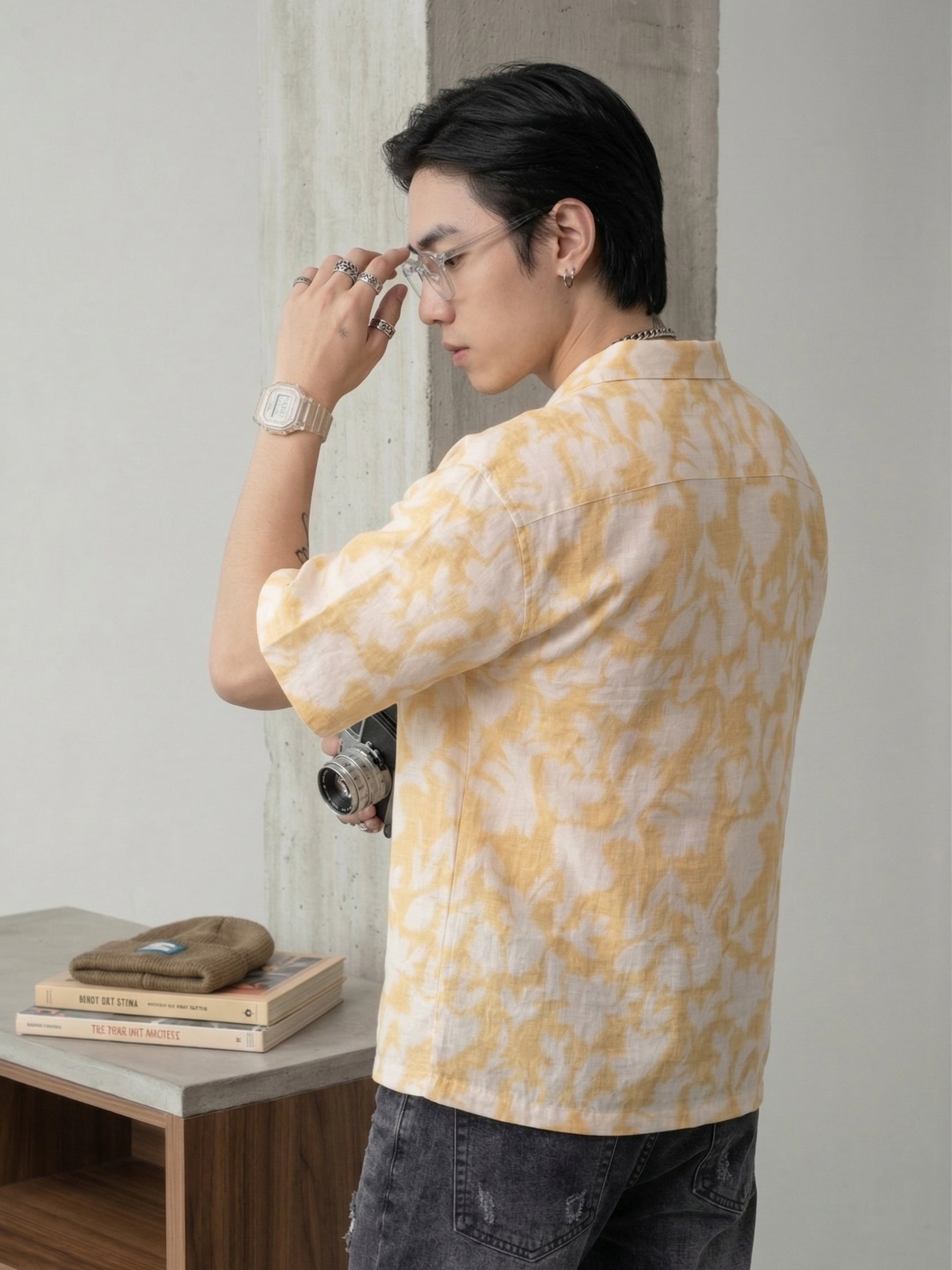 Oversized Yellow Floral Linen Shirt