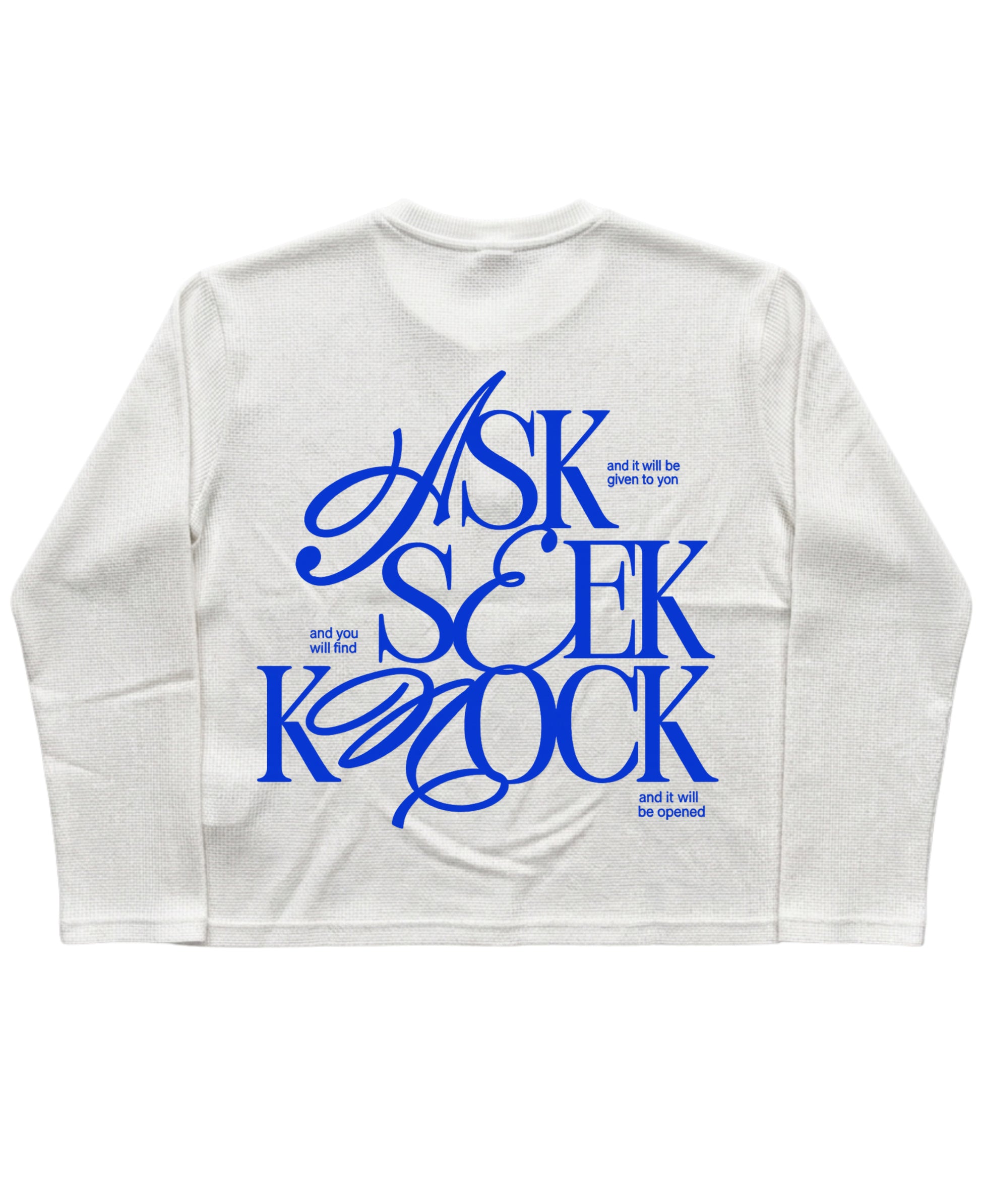 White Henley waffle knit Back Design
