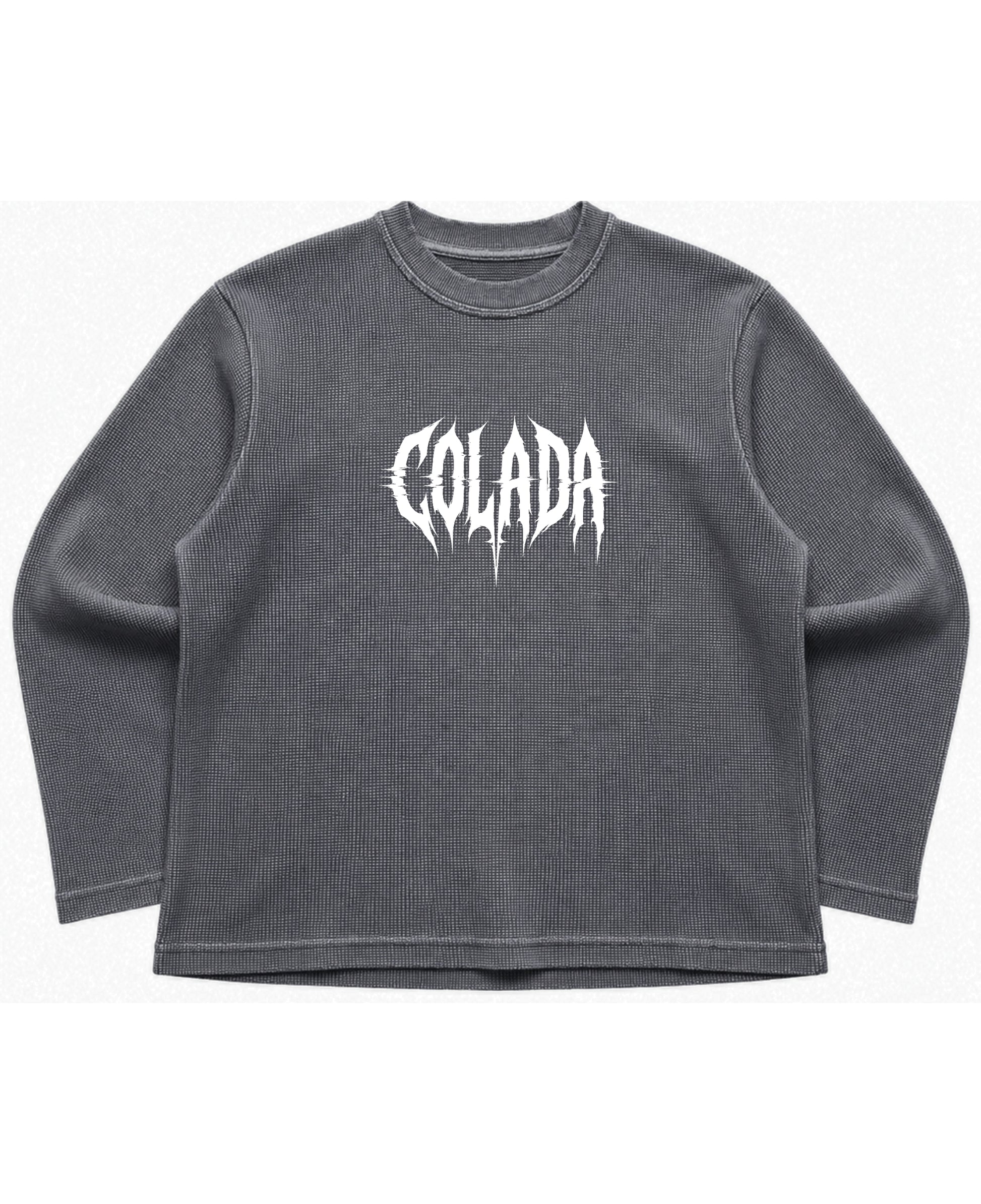 Acidwash waffle knit oversized full-sleeve Front Design