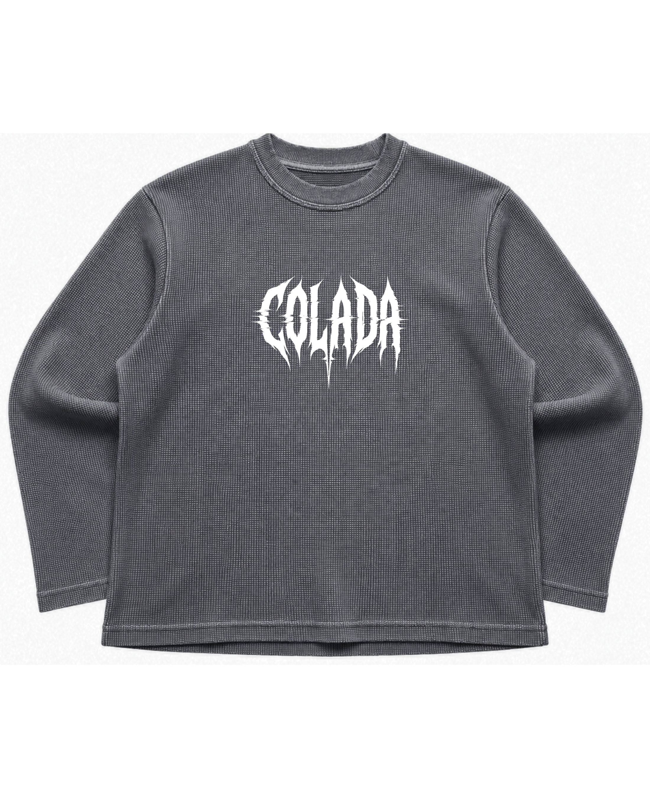 Acidwash waffle knit oversized full-sleeve Front Design
