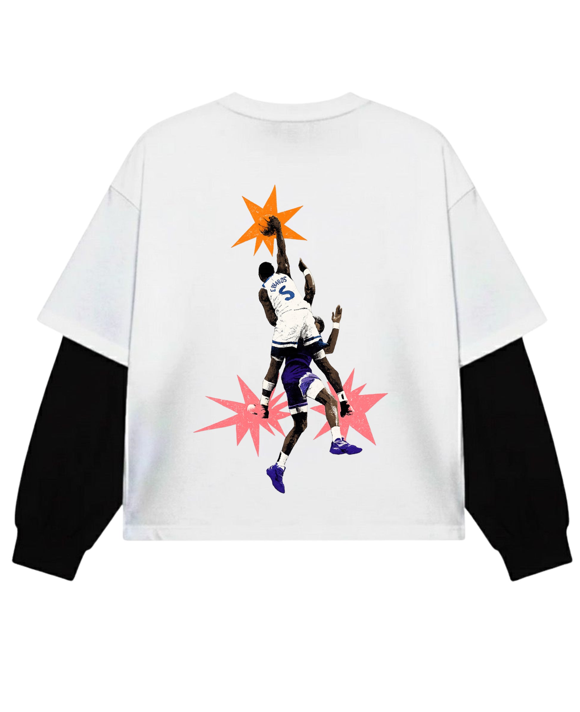 White With Black Sleeve Oversized Tee Back Design