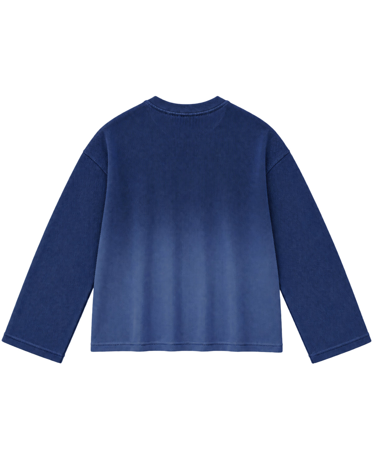 Blue Ombré Waffle Knit Oversized Full-Sleeve Back Design