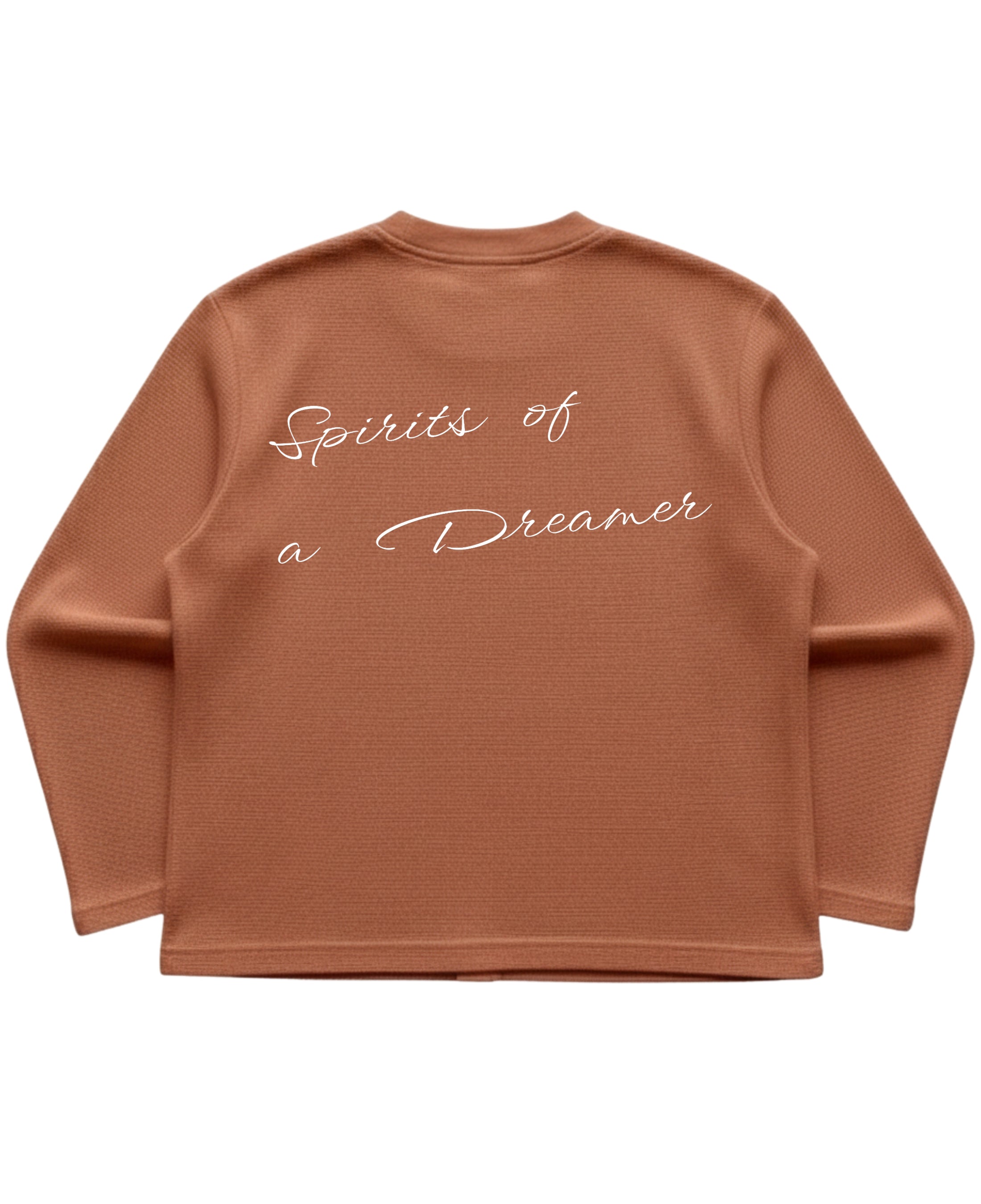 Brown waffle knit oversized full-sleeve Back Design