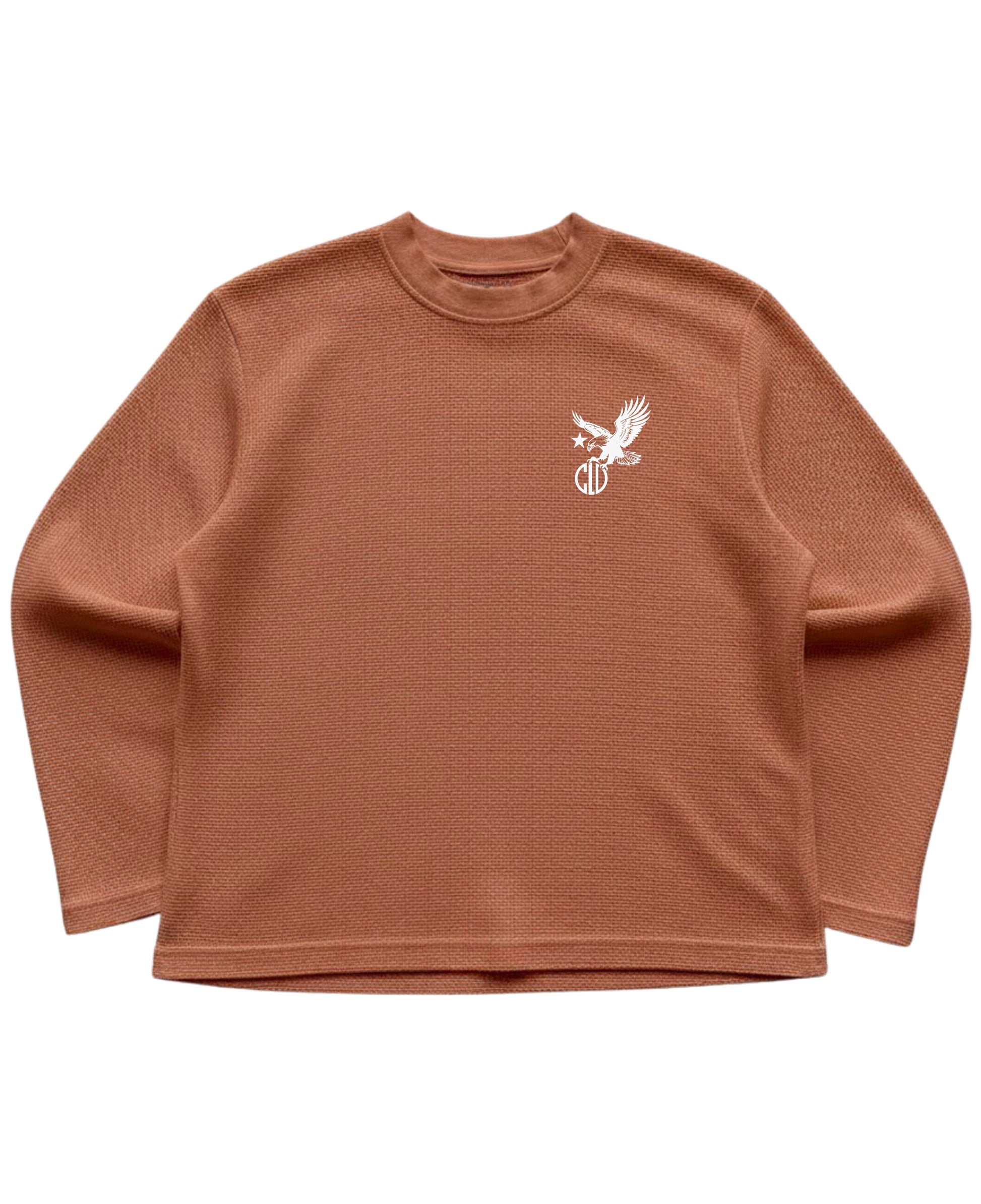 Brown waffle knit oversized full-sleeve Front Design