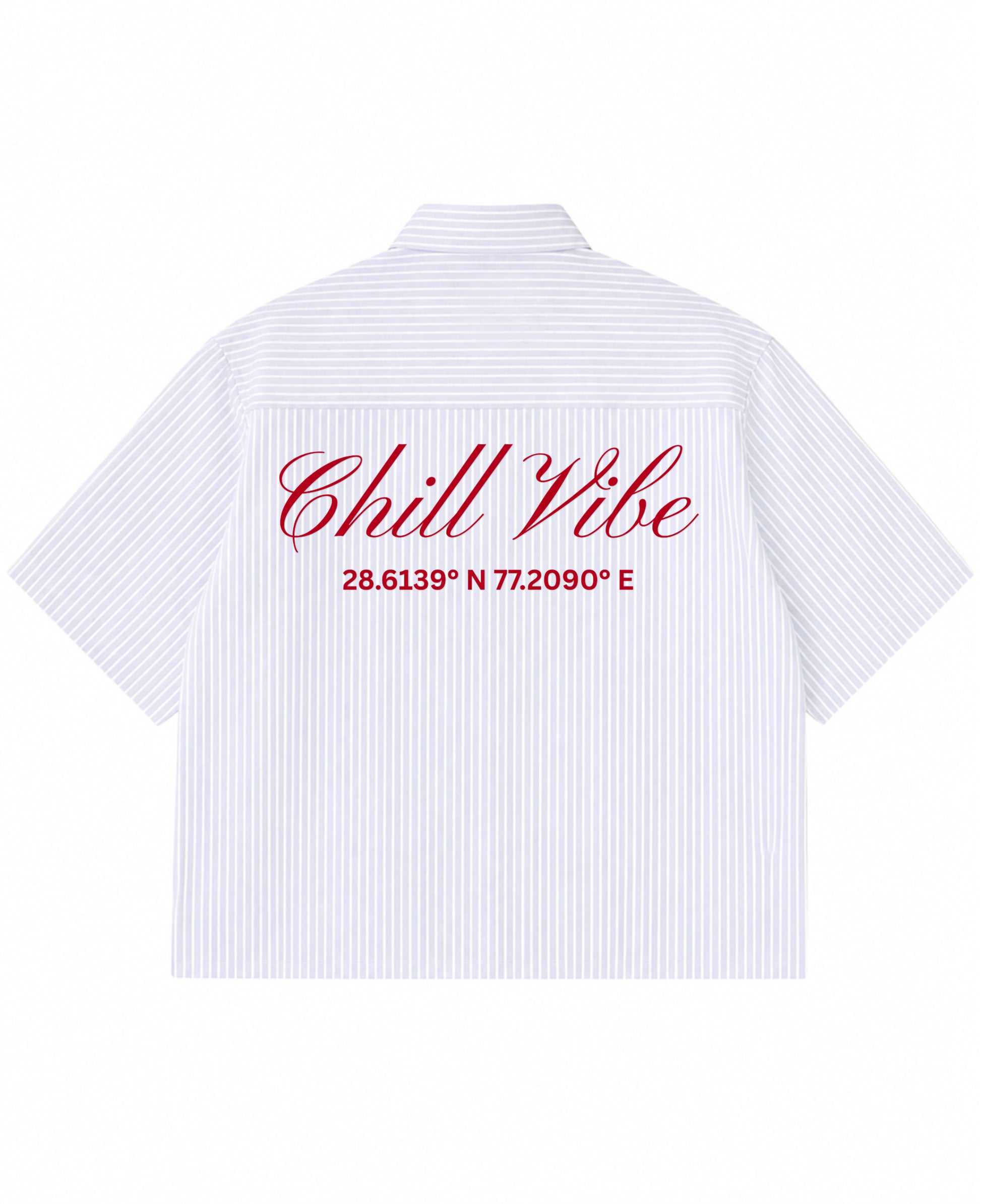 Blue Striped Oxford Boxy Shirt Back Design