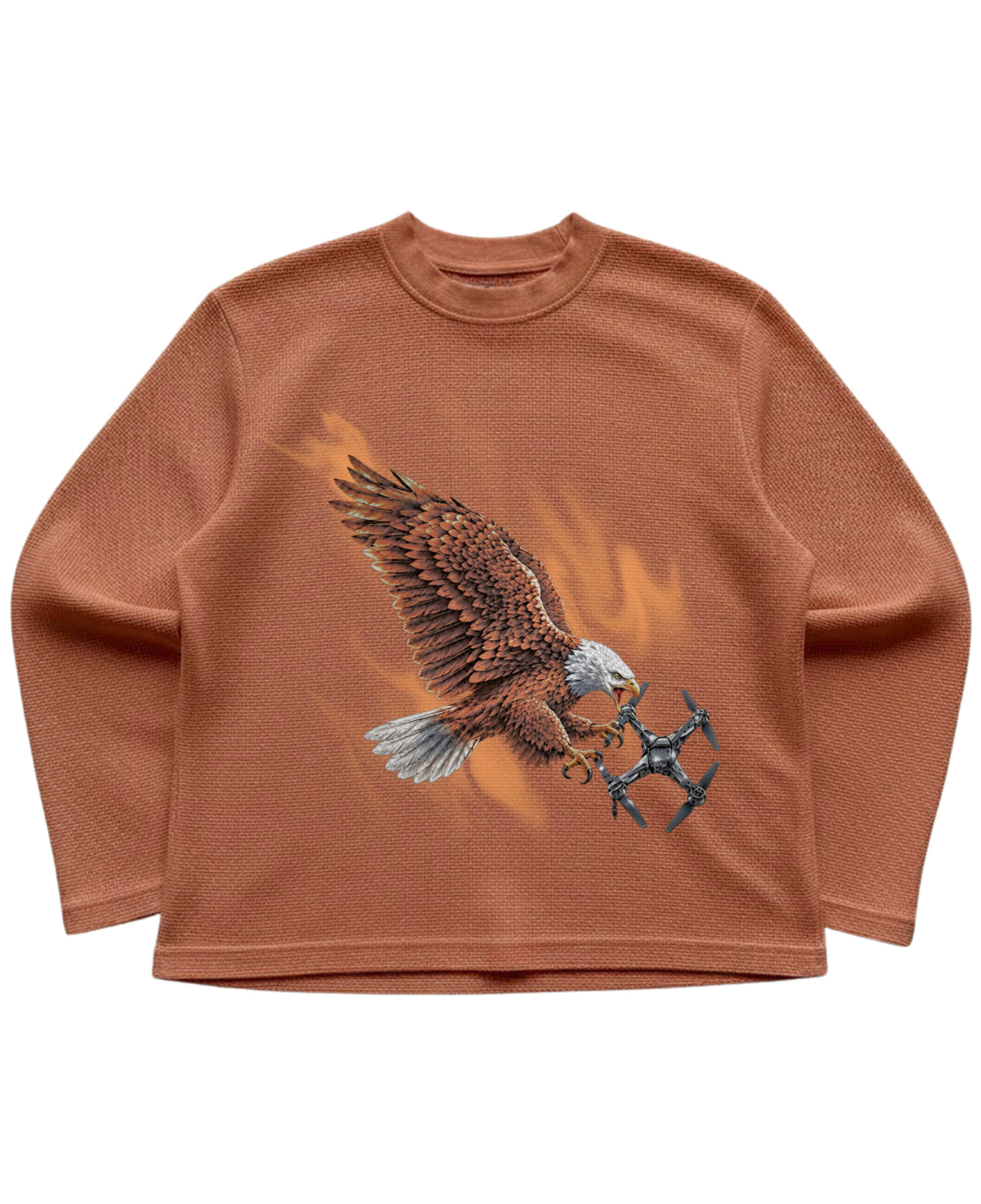 Brown waffle knit oversized full-sleeve Front Design