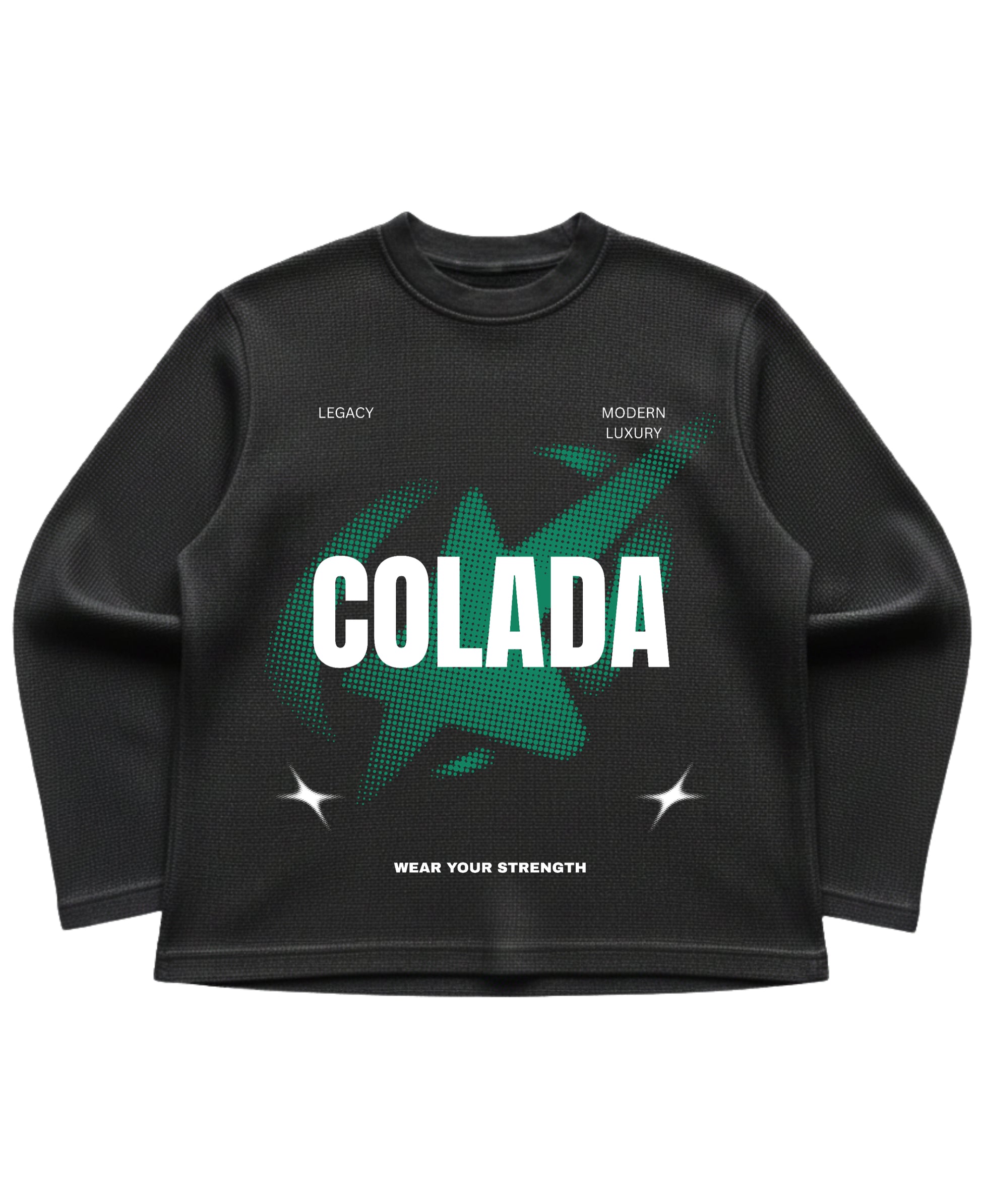 Black waffle knit oversized full-sleeve Front Design