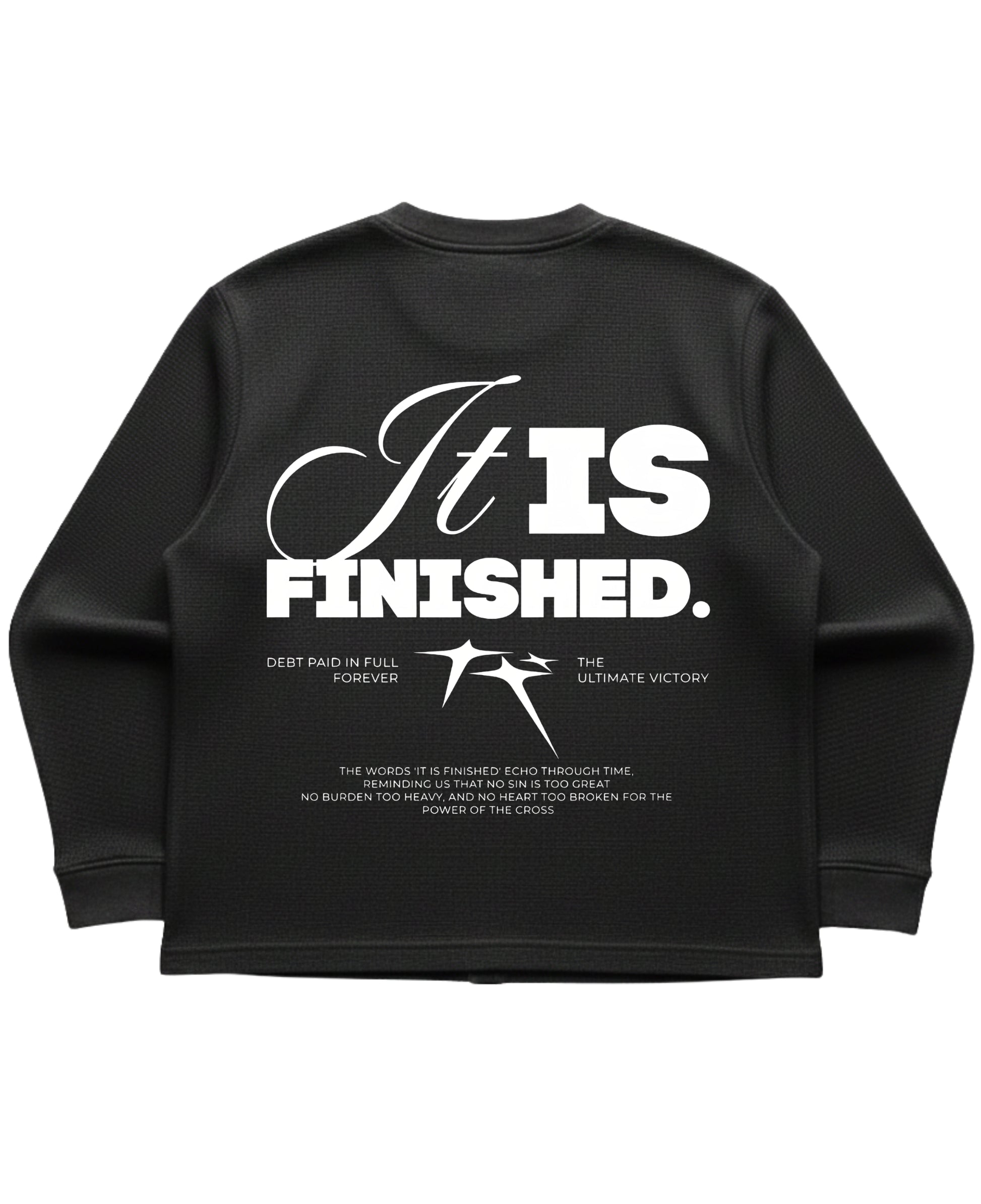 Black waffle knit oversized full-sleeve Back Design