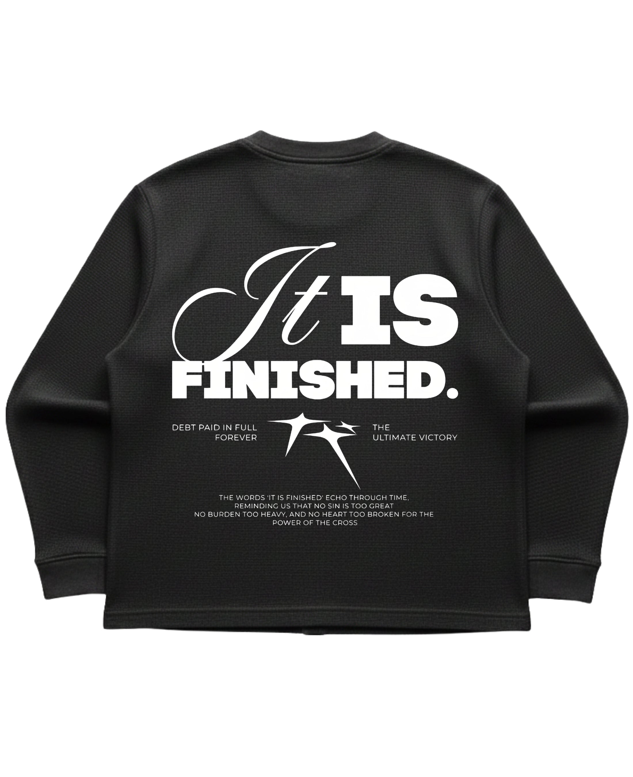 Black waffle knit oversized full-sleeve Back Design