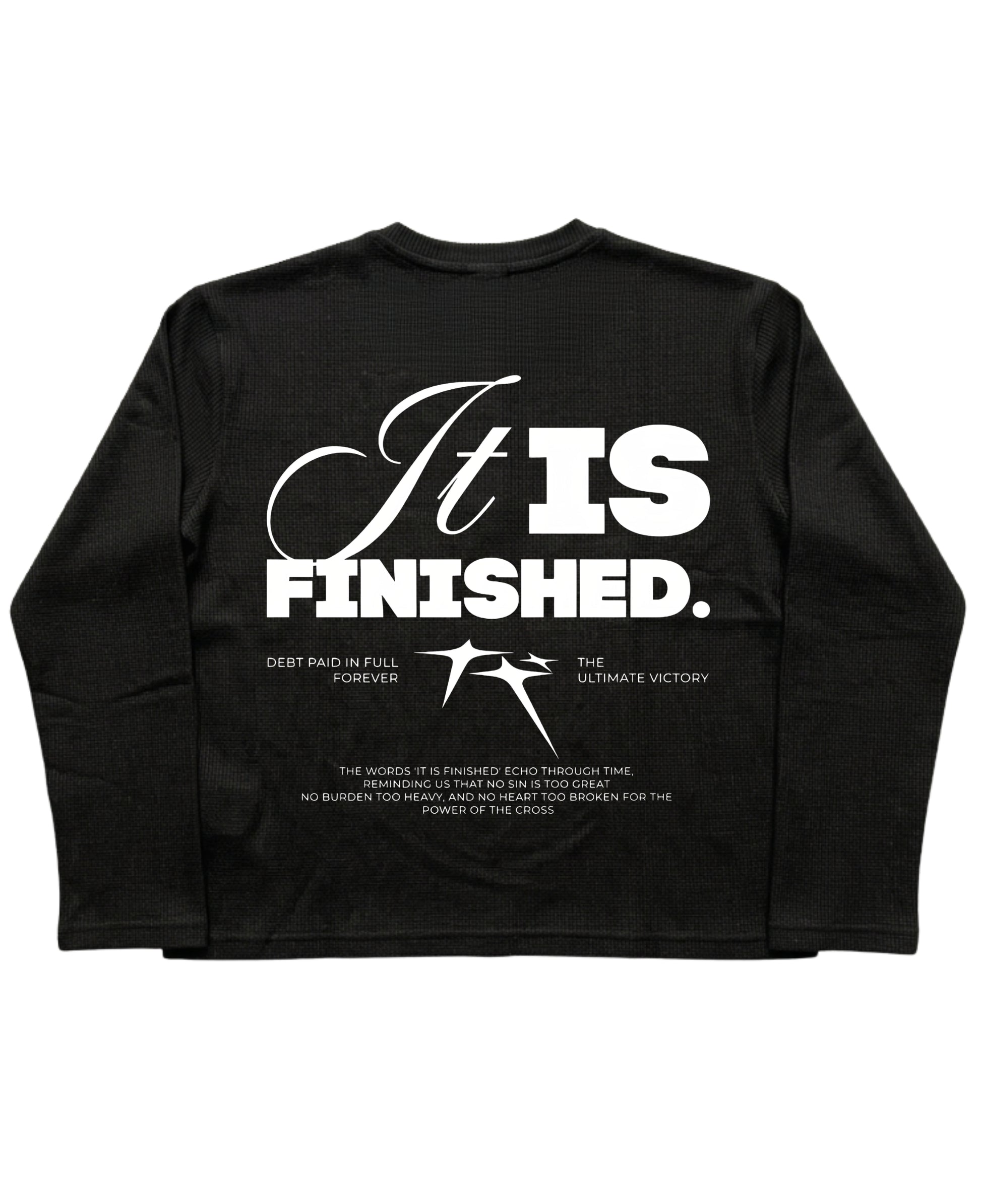 Black Henley waffle knit Back Design