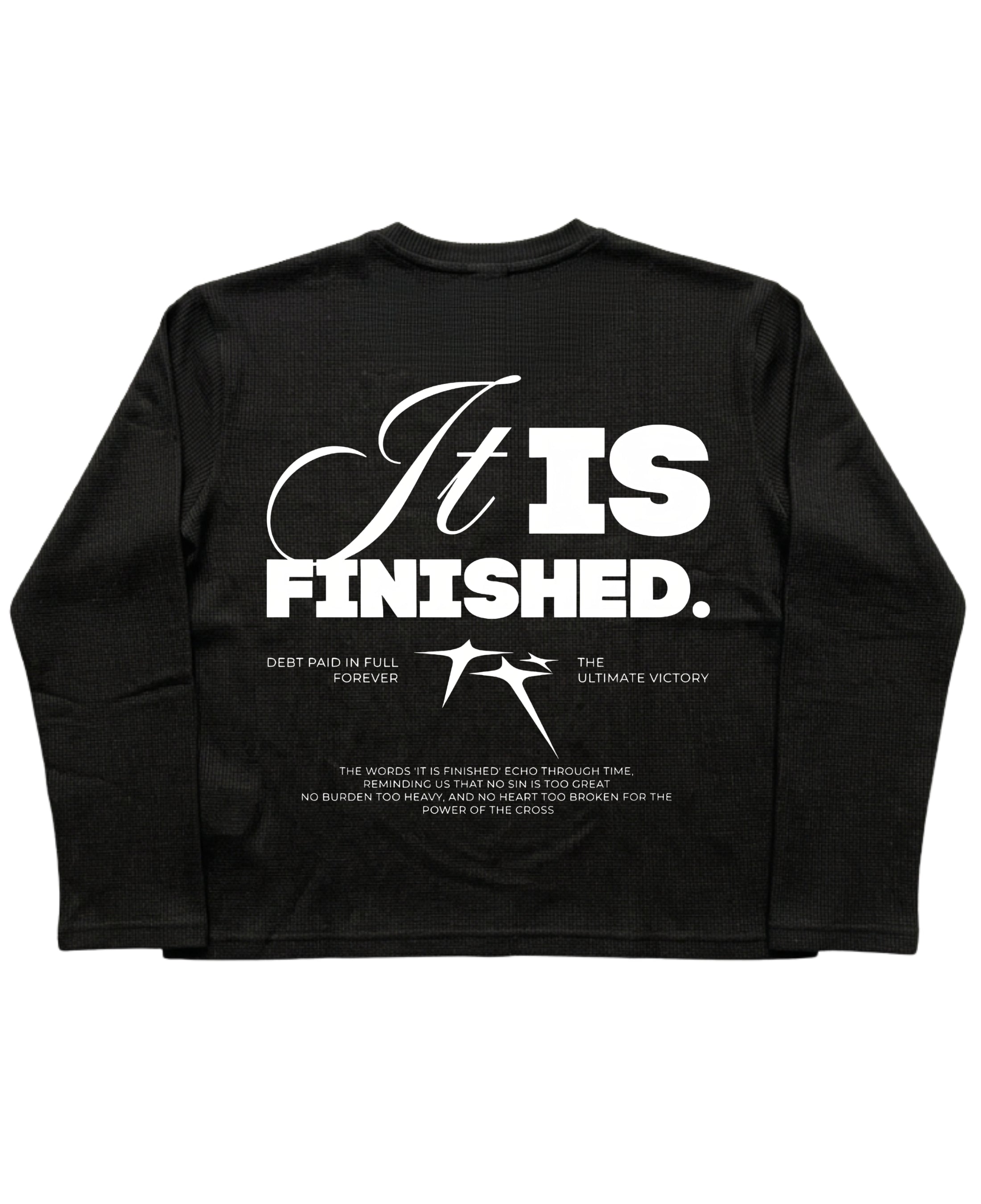 Black Henley waffle knit Back Design