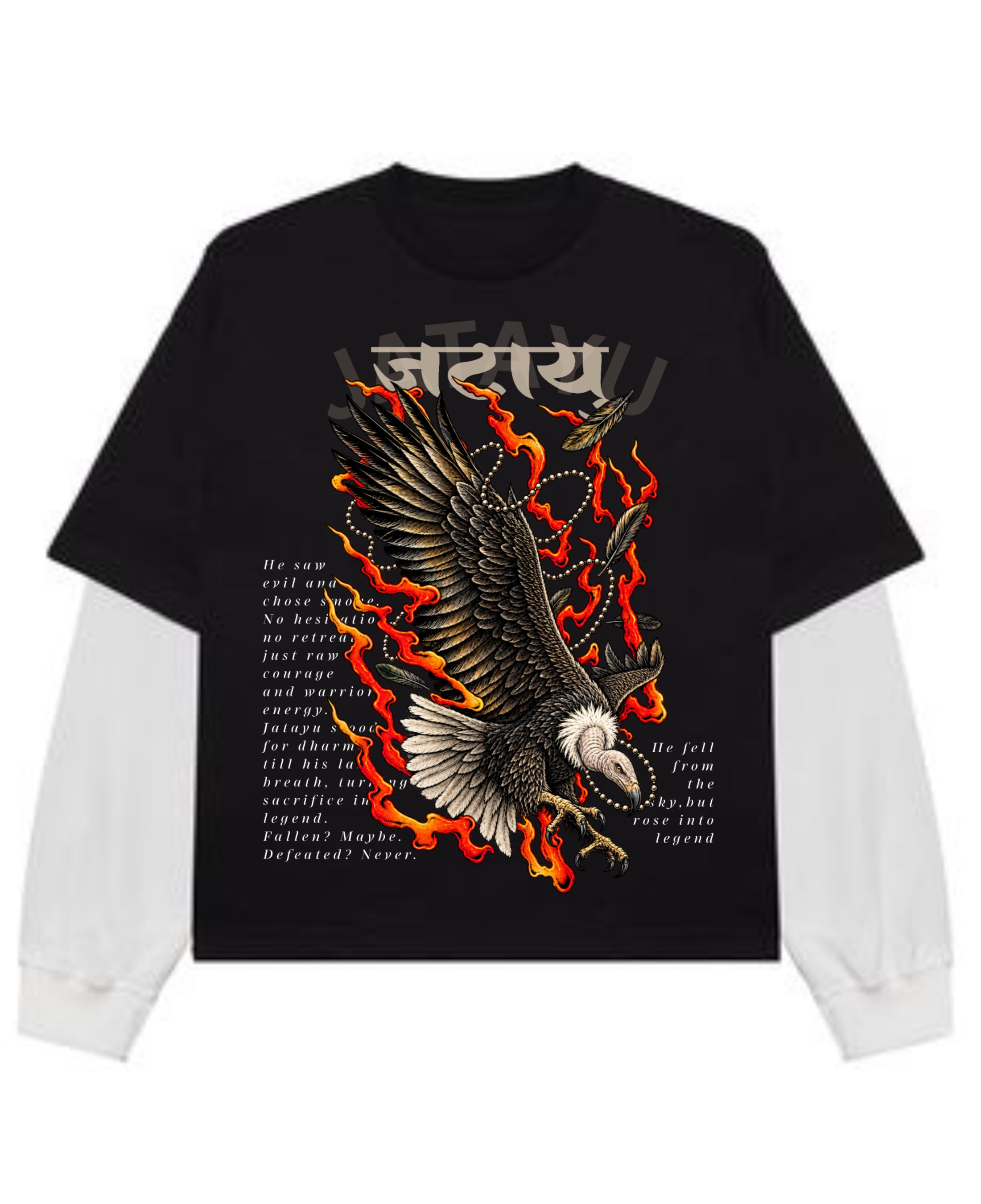Black With White Sleeve Oversized Tee Front Design