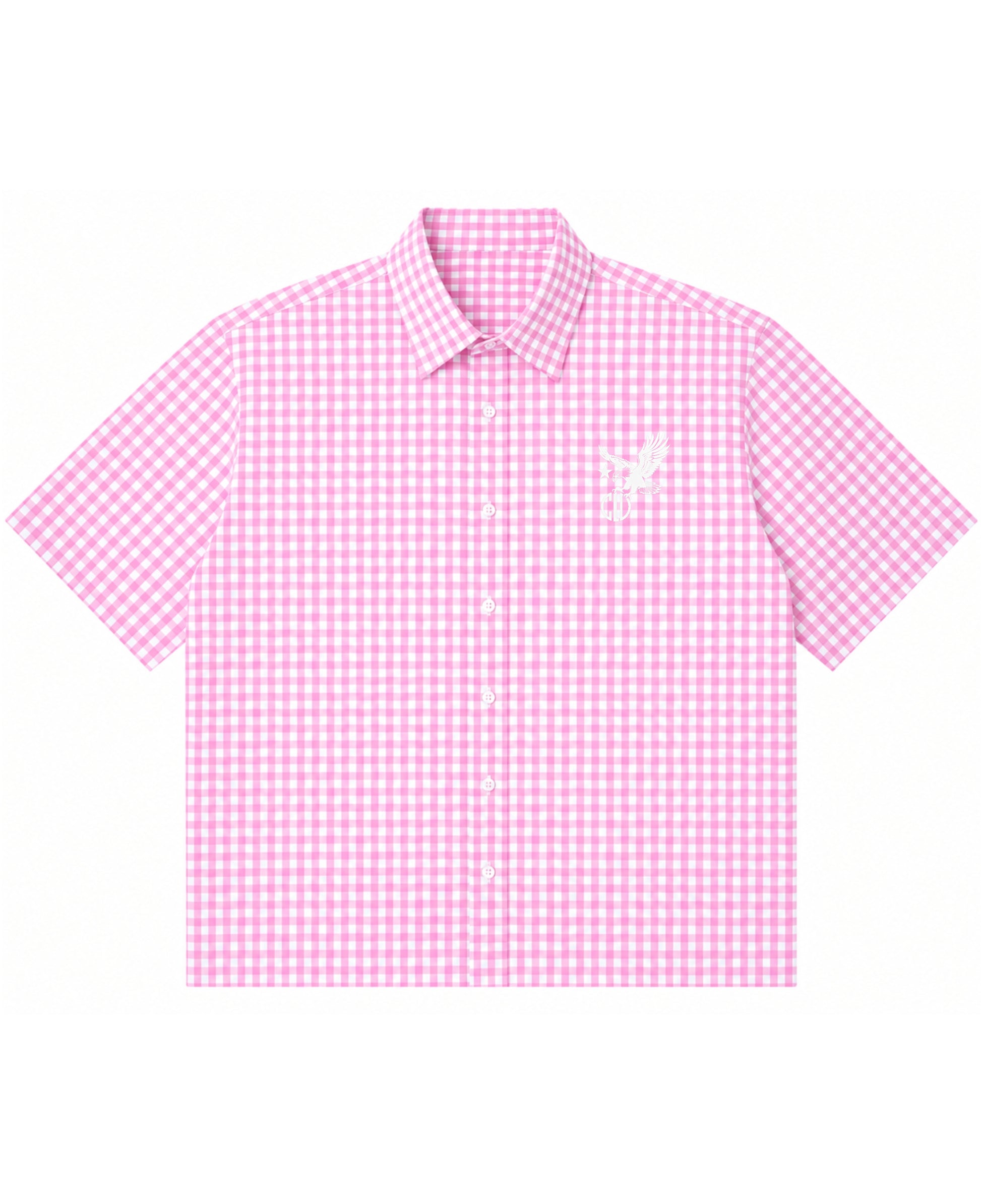 Pink Gingham Oxford Boxy Shirt Front Design