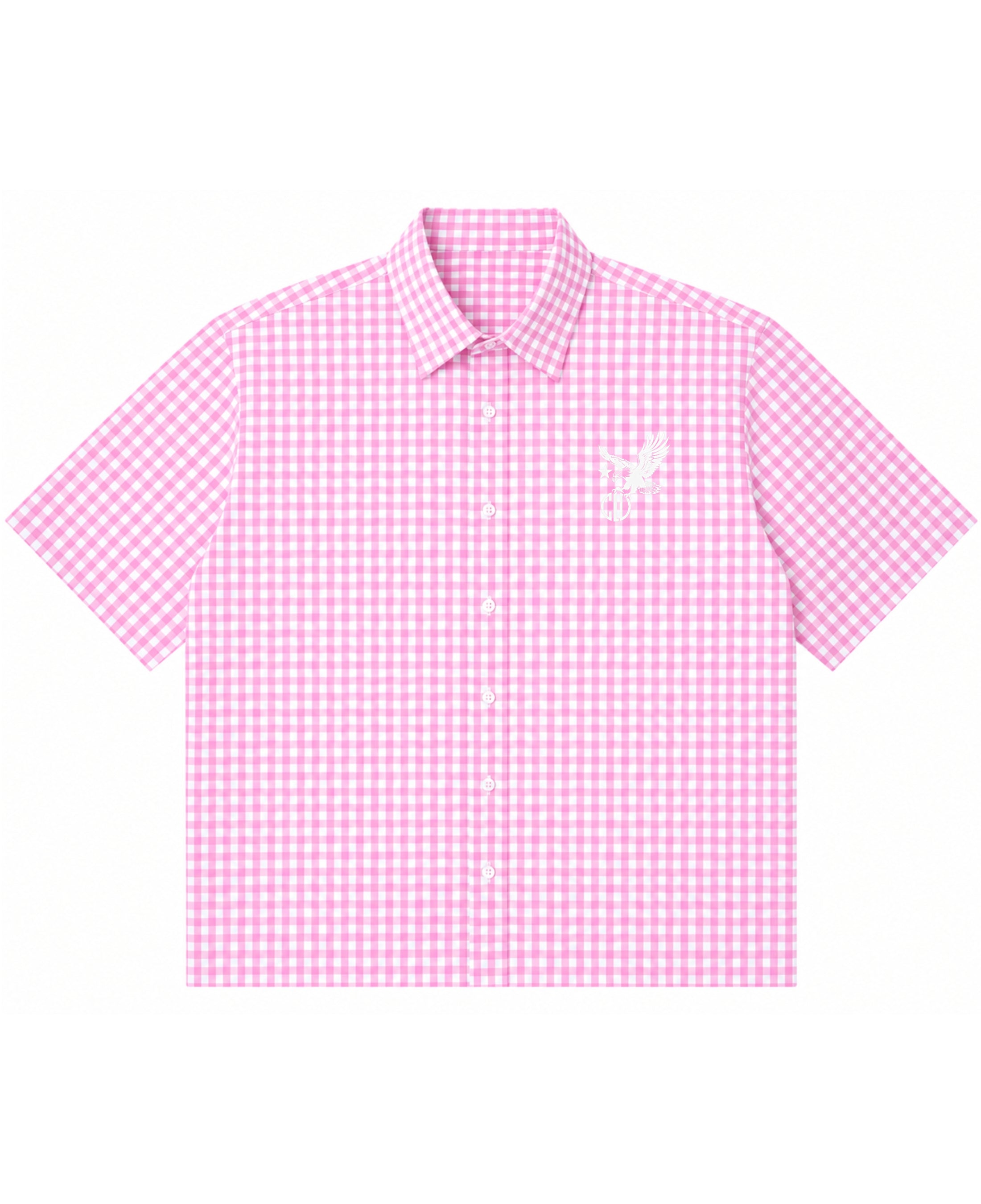 Pink Gingham Oxford Boxy Shirt Front Design