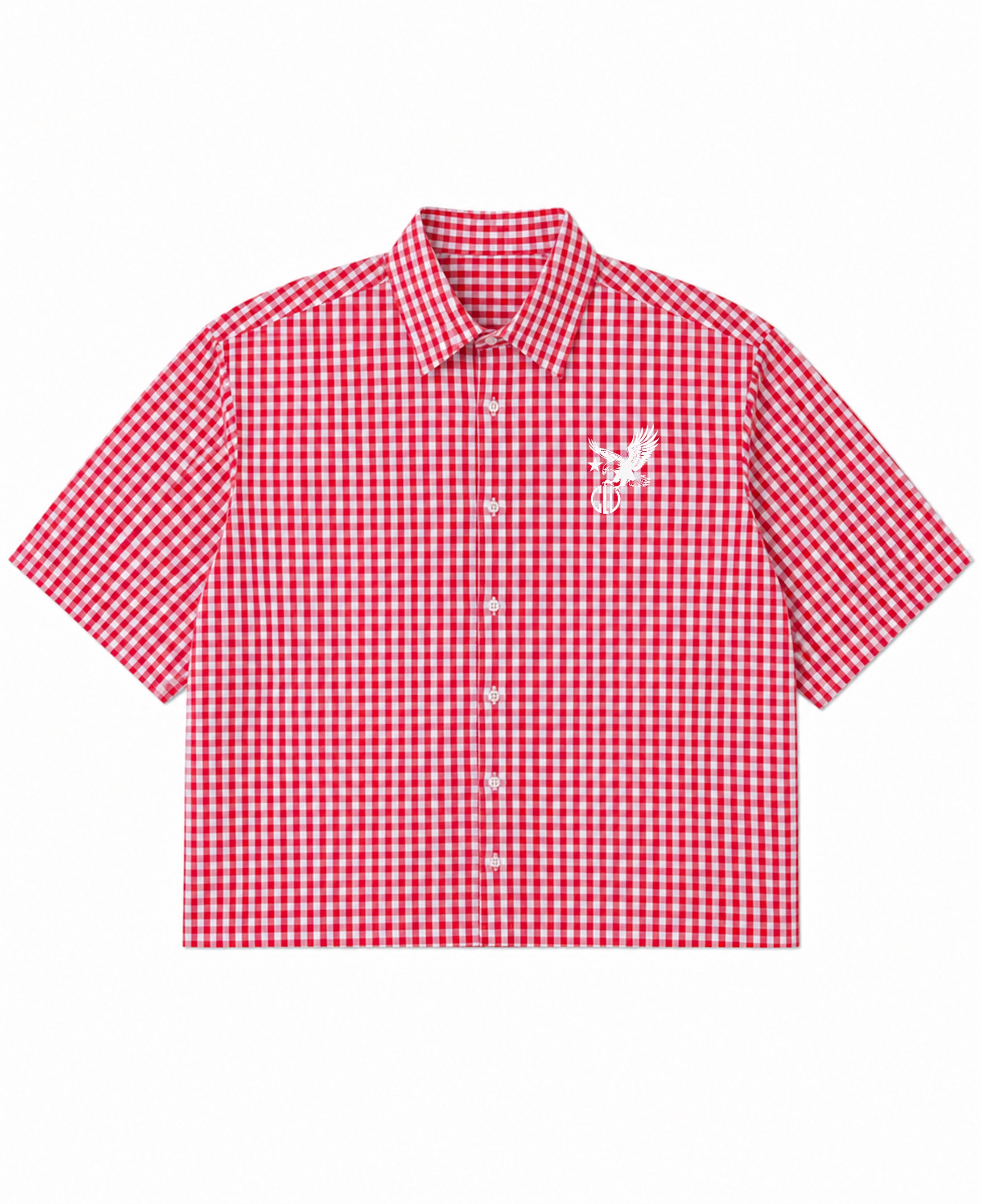 Red Picnic Oxford Boxy Shirt Front Design